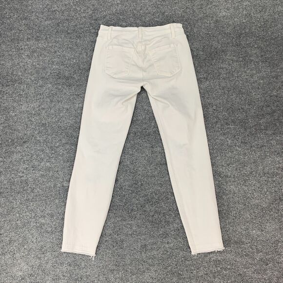 J Brand Jeans Womens 27 White Denim Cropped Raw Hem Distressed Stretch Pant - Picture 8 of 14